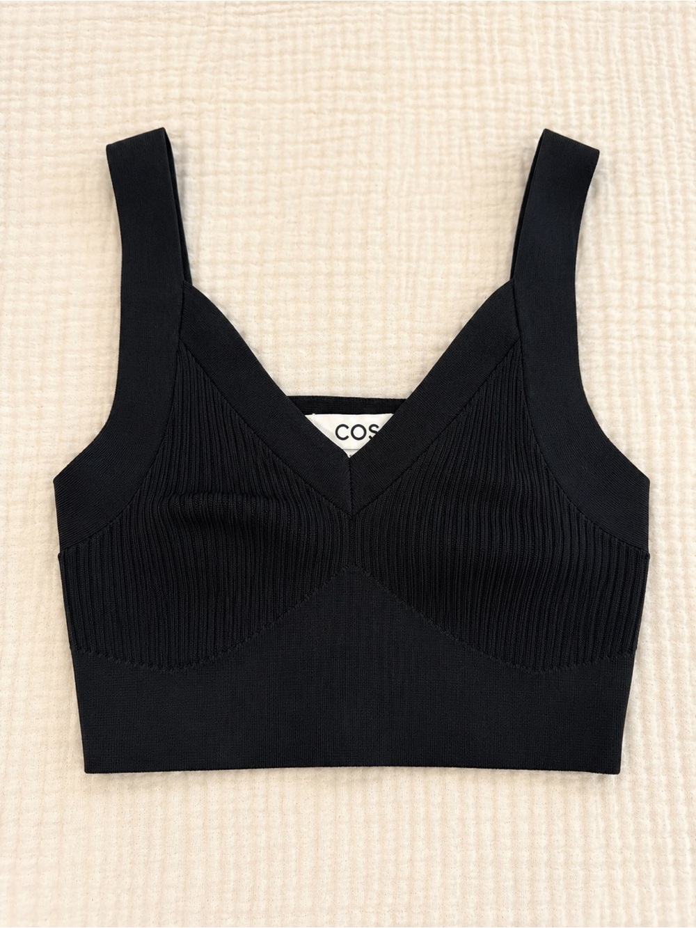 COS Black Ribbed Cropped Tank Top